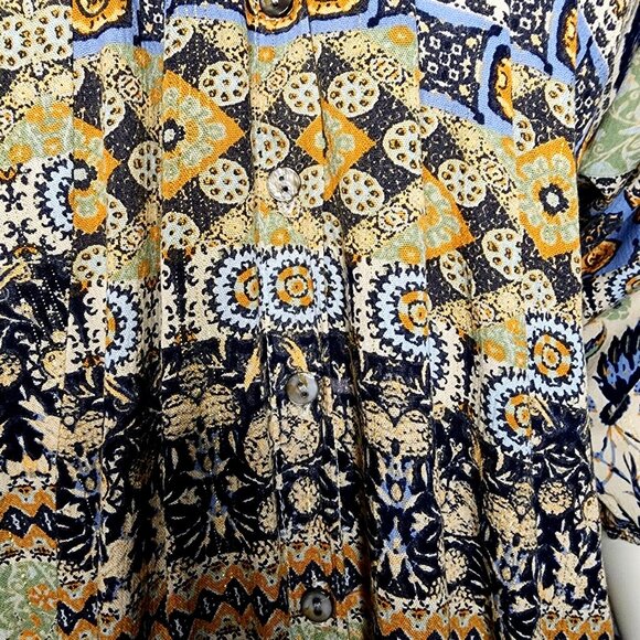 One World Live Let Live Top Womens Size L Large Multicolored Gold Detail New - Picture 2 of 10